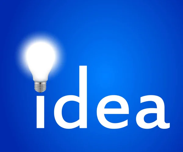 Concept Idee Gloeiende Lamp Blauwe Achtergrond Illustratievector — Stockvector
