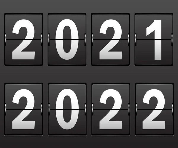 New Year Date 2021 2022 Mechanical Scoreboard — Stock Vector