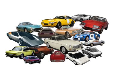 Fotoğraf kolaj tahsil, vintage ve klasik otomobil