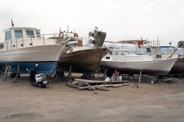 Barcos Madera Astillero Ascensor Bodrum Turquía — Foto de Stock