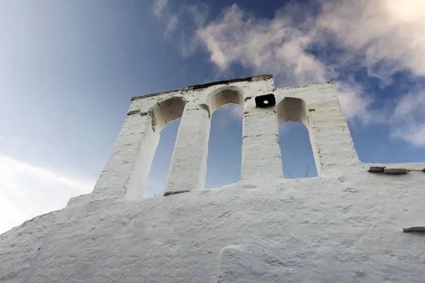 Pohled Starého Kostela Obloukem Ostrově Patmos Řecko — Stock fotografie