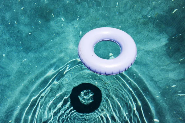 Blue Life Ring Swimming Pool Summer Time — Stock Photo, Image