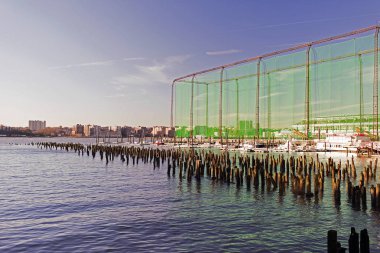 Hudson Nehri, piers Manhattan, new York bir görünümünü