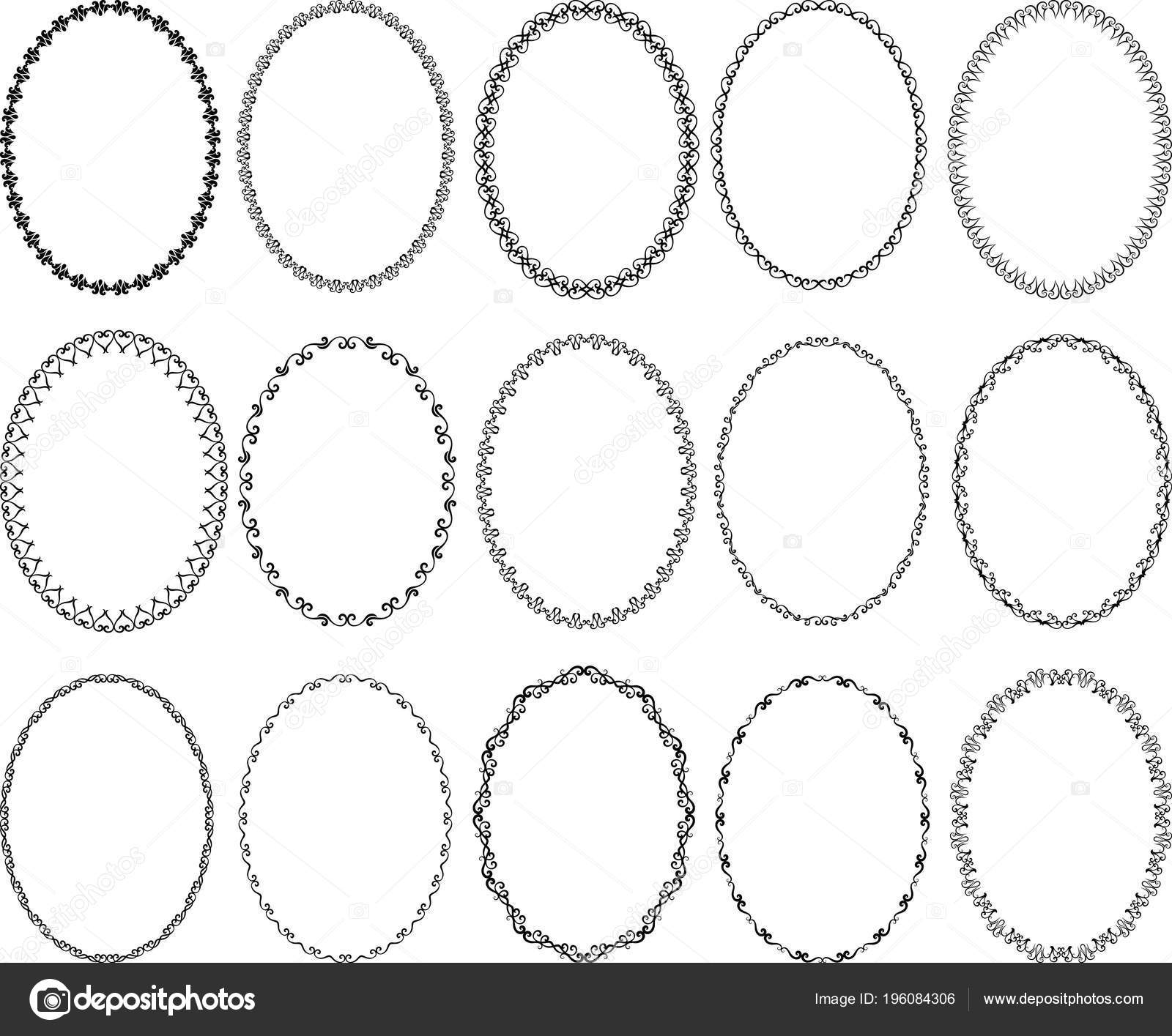 Set Decorative Oval Borders Design Elements ⬇ Vector Image by © mtmmarek Vector Stock 196084306