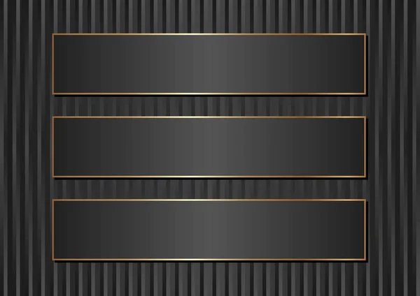Drei Schwarze Banner Auf Schwarzem Strukturiertem Hintergrund — Stockvektor