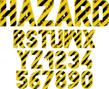 font with black and yellow grunge stripes clipart
