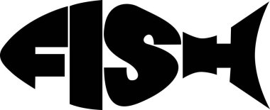 stilize kelime balık - vektör çizim