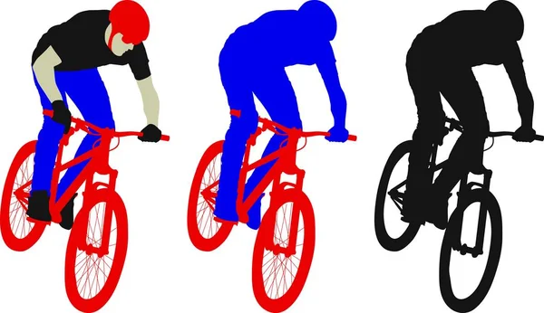 Homem Silhueta Bicicleta Ilustração Vetorial —  Vetores de Stock