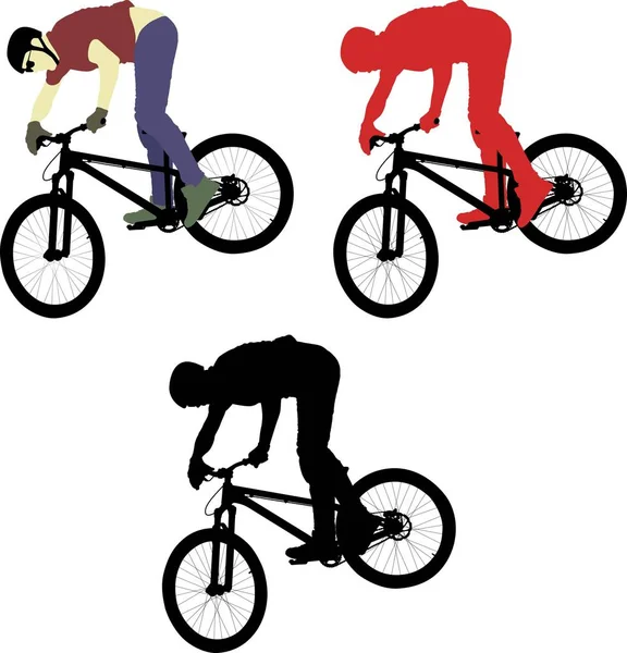 Homem Silhueta Bicicleta Ilustração Vetorial — Vetor de Stock