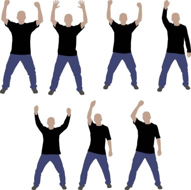 Erkekler elleriyle ayağa kalkıp izole