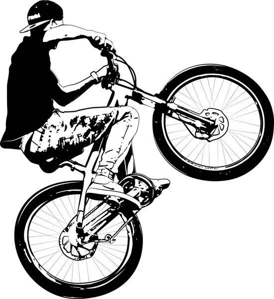 Vektor Ilustrasi Manusia Melakukan Trik Sepeda - Stok Vektor