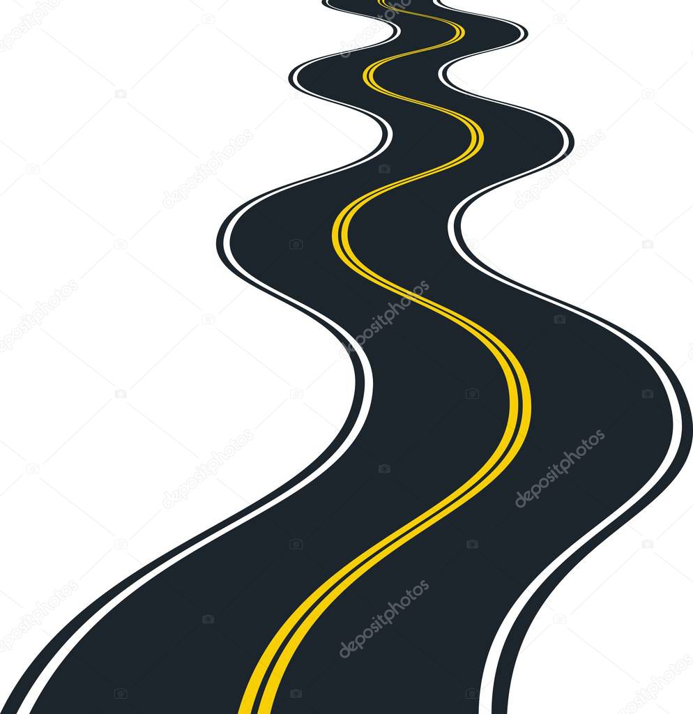 isolated road curves - clip art illustration