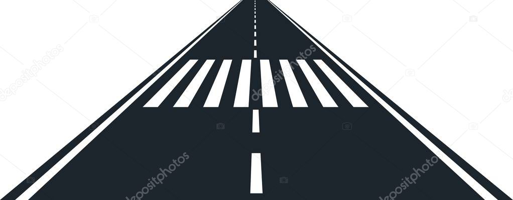 road and zebra crossing - vector illustration