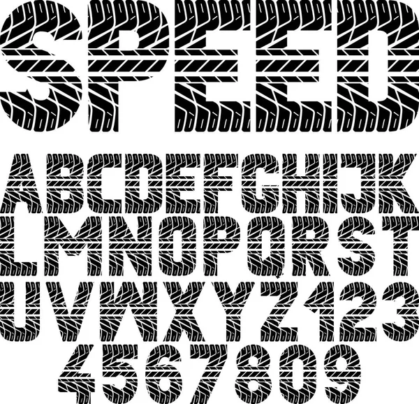 Font Con Struttura Del Battistrada Parola Speed — Vettoriale Stock