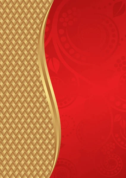 Золотой Красный Фон Цветочными Орнаментами — стоковый вектор