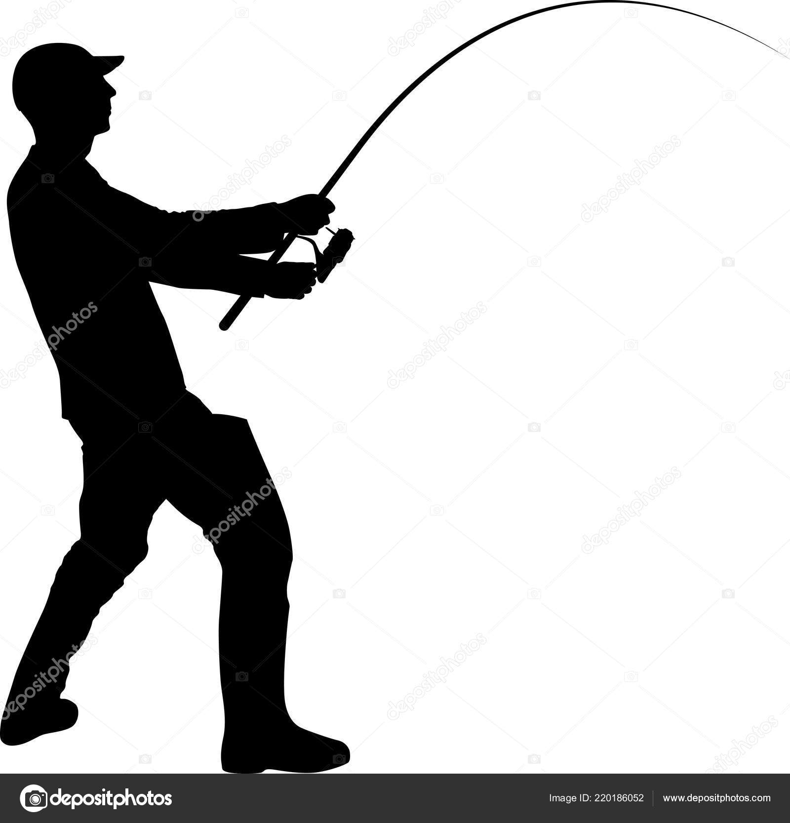 Fisherman Silhouette Fishing Rod Stock Vector by ©mtmmarek 220186052