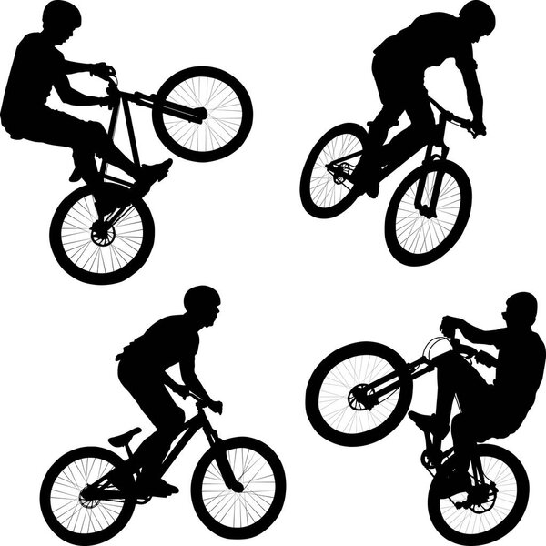 vector illustration of man doing bike trick