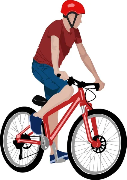 Terisolasi Cyclist Ilustrasi Vektor - Stok Vektor