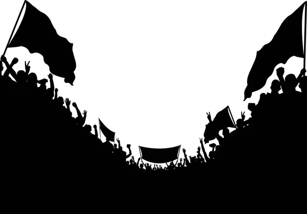 Foule Isolée Avec Drapeaux — Image vectorielle