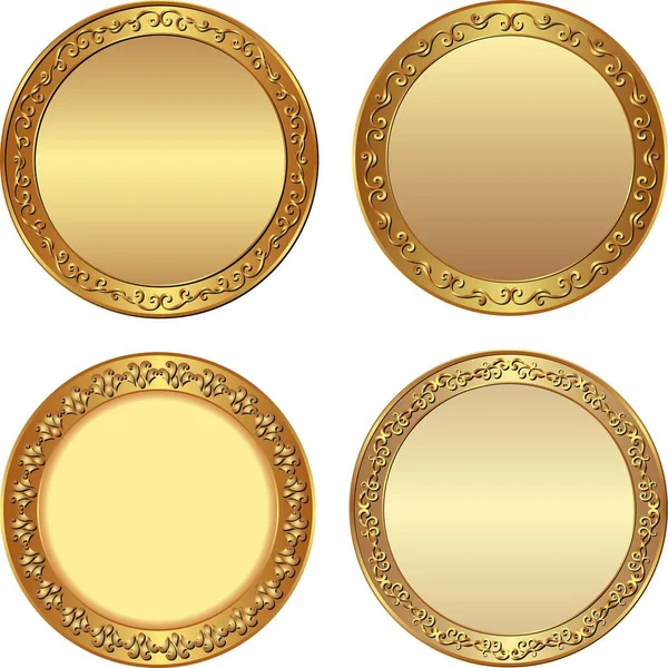 Set Golden Labels Design Elements — Stock Vector