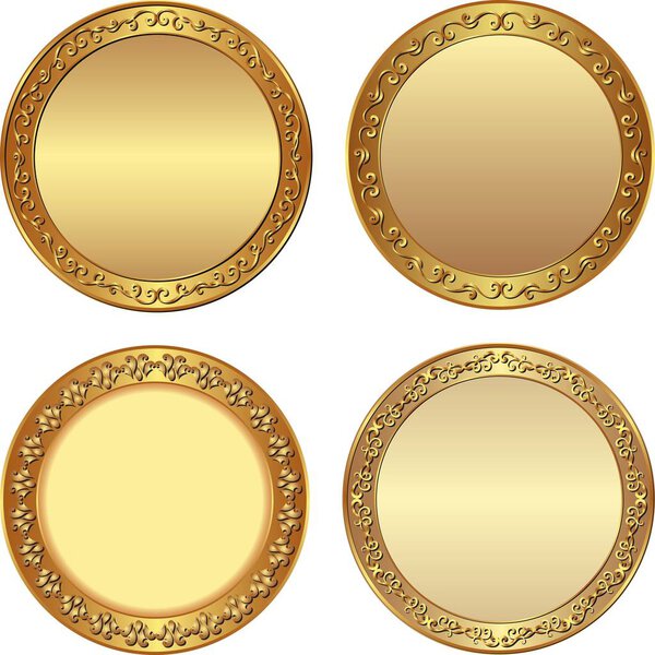 set of round golden labels - design elements
