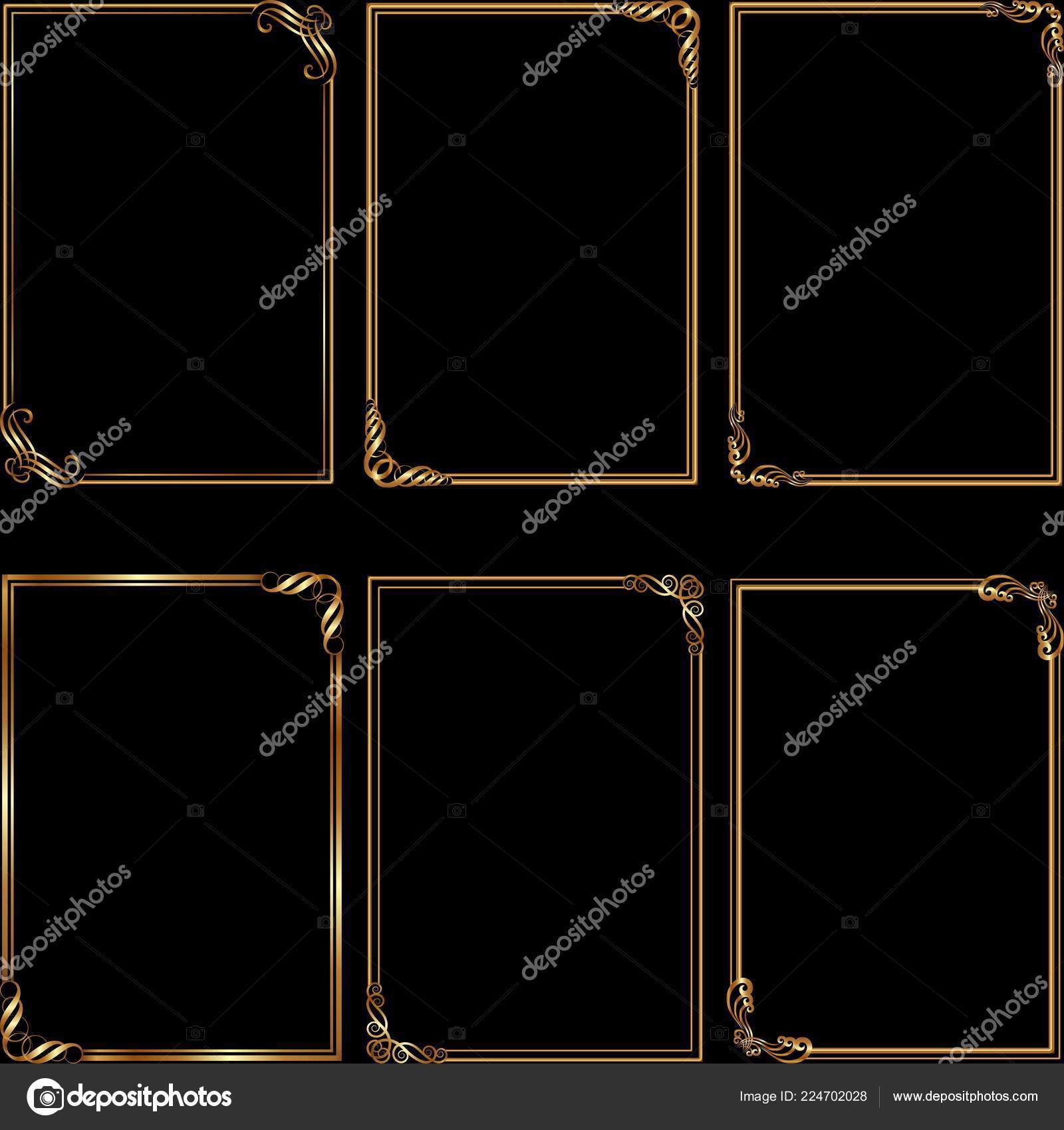 Set Golden Frames Decorative Corners Stock Vector C Mtmmarek