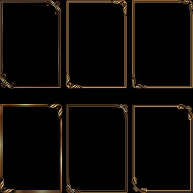 Dekoratif köşeler ile altın çerçeve kümesi