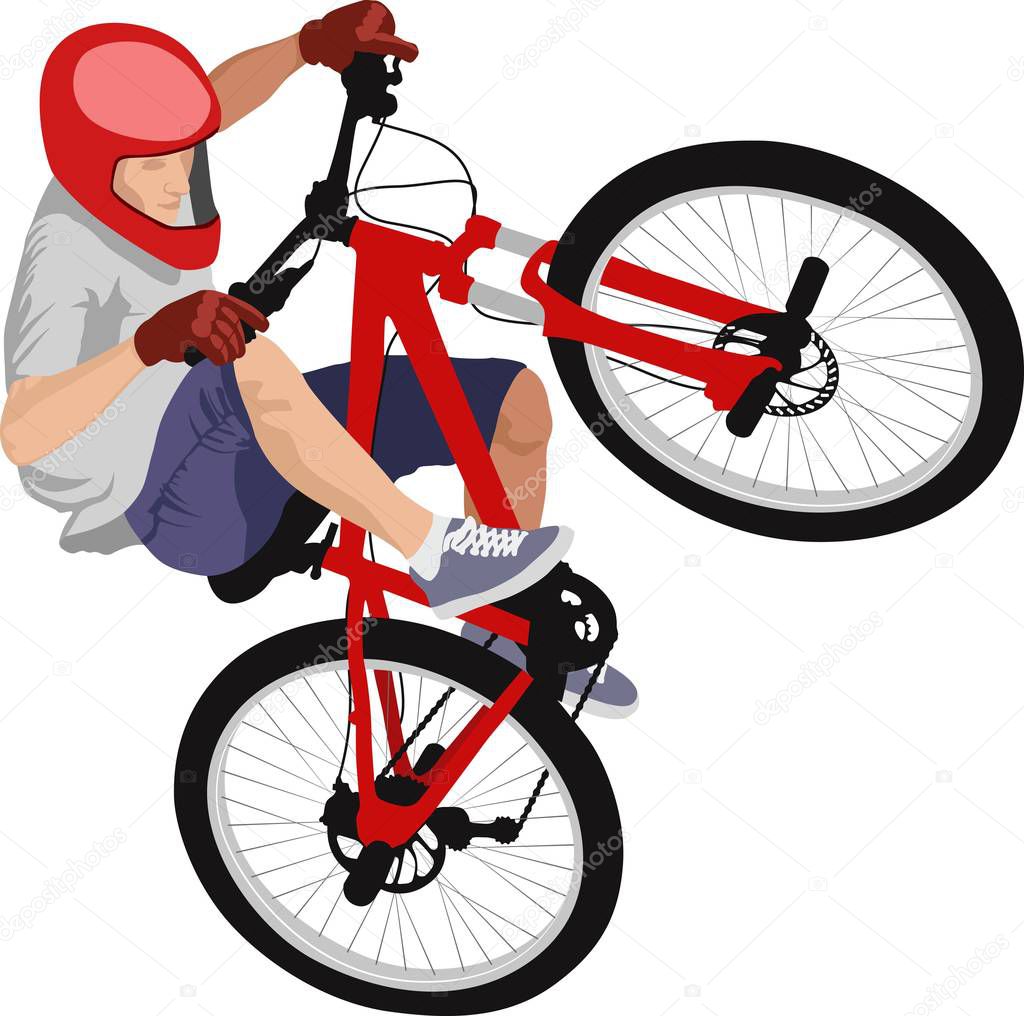 isolated man doing bike trick