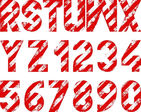 Grunge Lettertype Met Witte Rode Strepen — Stockvector