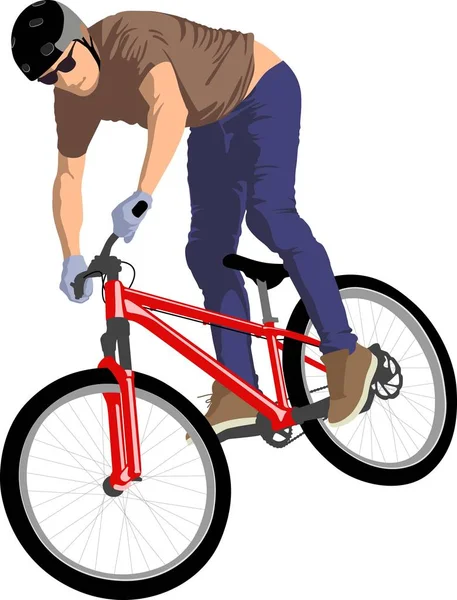 Isolated Male Doing Bike Trick — Stock Vector