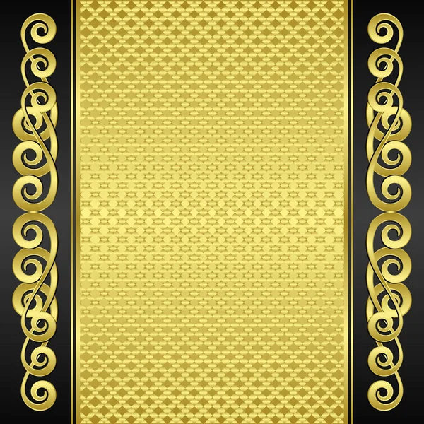 金色和黑色带纹理的背景与装饰品 — 图库矢量图片