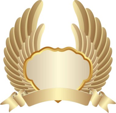 Kanatları ve kurdele ile altın çerçeve