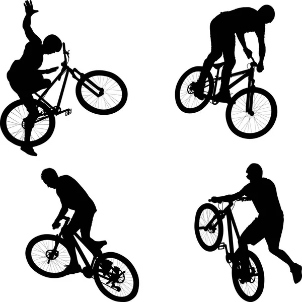 Silhouette Mâle Faisant Tour Vélo — Image vectorielle