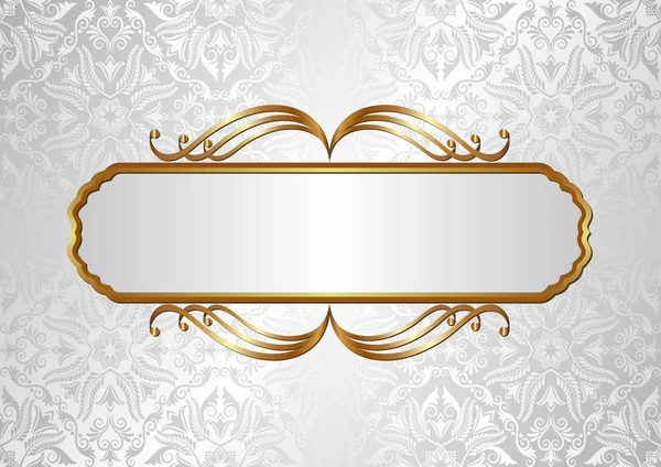 Fondo Pasado Moda Con Marco Oro Patrón Decorativo — Archivo Imágenes Vectoriales