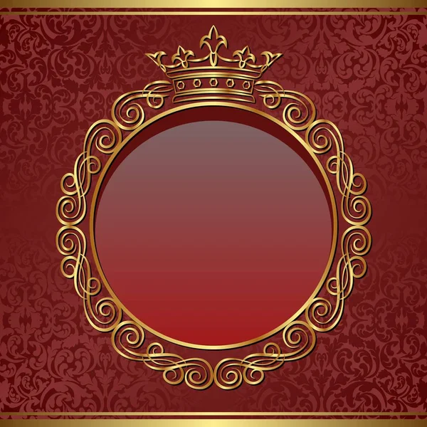 Декоративный Фон Короной Золотой Рамой — стоковый вектор