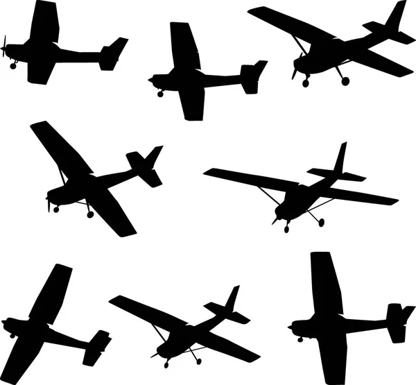 Набір Силуетів Легкого Літака — стоковий вектор
