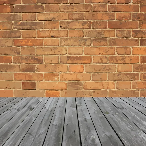 Mur Brique Fond Plancher Bois — Image vectorielle