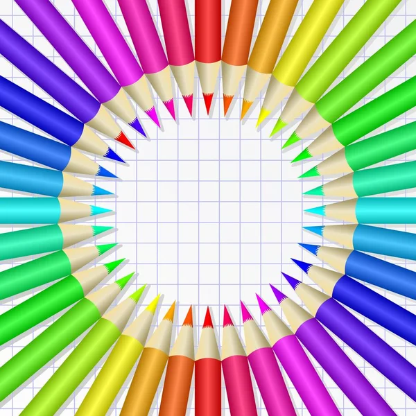 Colorful Crayons Checkered Sheet — Stock Vector