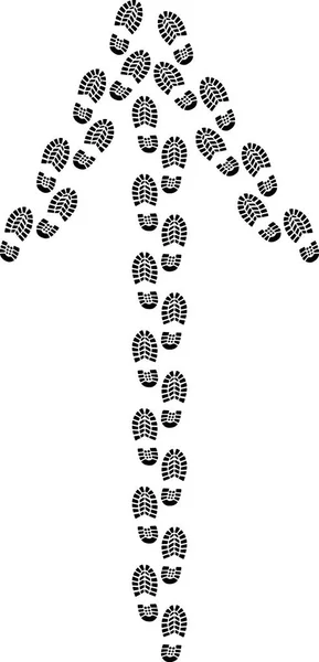 図形の矢印の上の足跡 — ストックベクタ