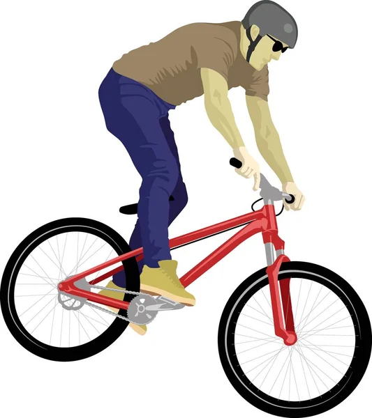 Isolerade Man Gör Cykel Trick — Stock vektor
