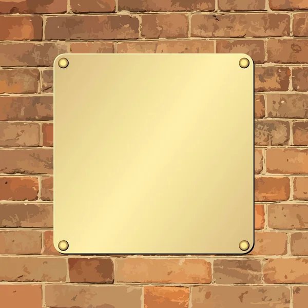 Zlatá Plaketa Staré Cihlové Zdi — Stockový vektor