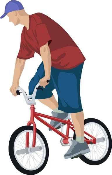 Isolerad Cyklist Bmx Cykel — Stock vektor