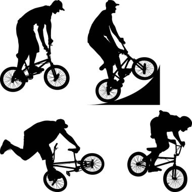 BMX bisikletli çocuk siluetleri