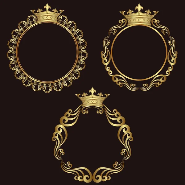 Set Golden Royal Frames — Stock Vector