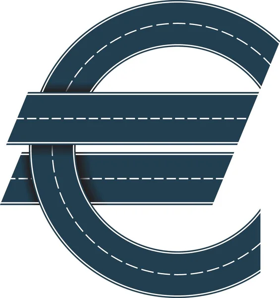 Stiliserad Symbol Valuta Euro Form Road — Stock vektor