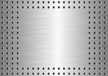 Delikli gri desenli metalik arka plan. Fırçalanmış Metal