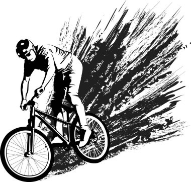 black and white vector illustration cyclist clipart