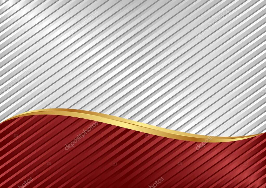 red and white background with golden divider