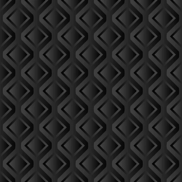 Black Background Geometric Shapes Seamless Pattern — Stock Vector