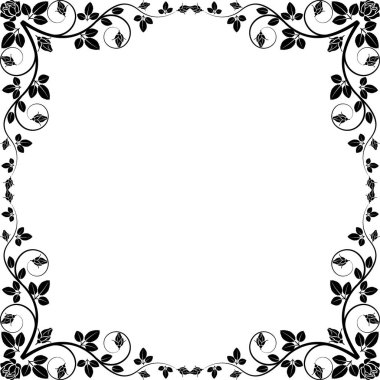 gül çerçeve silueti - vektör çizimi